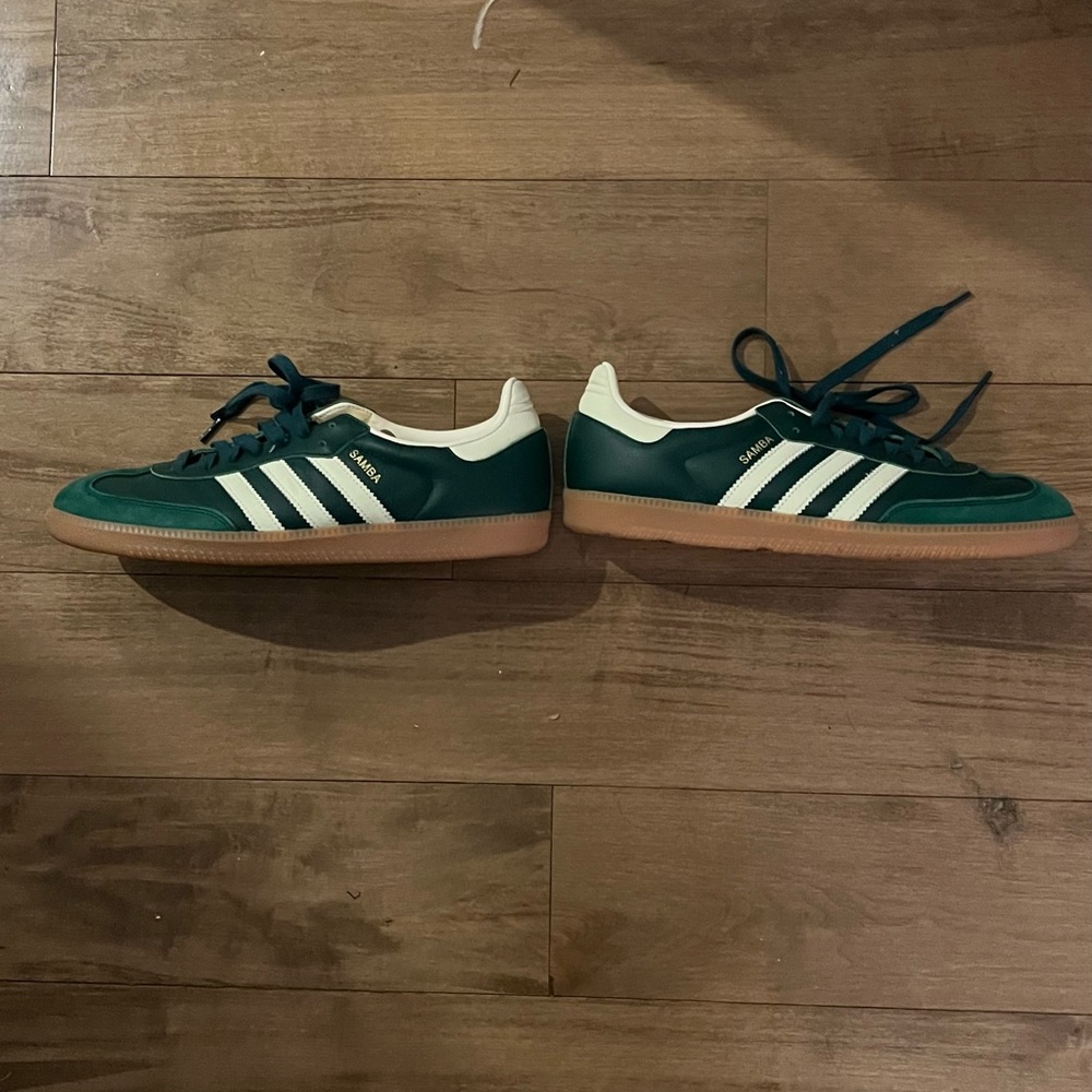 Adidas Forest Green Sambas with White Stripes